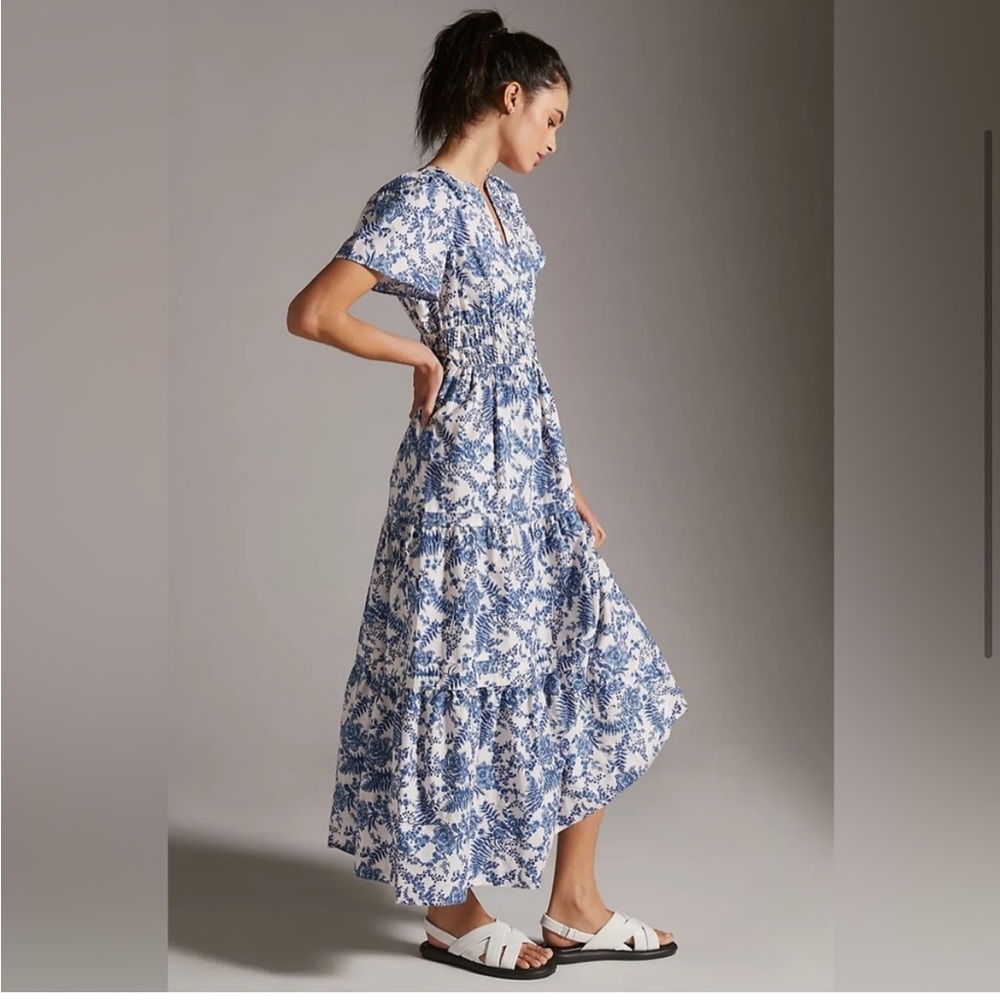 NWOT Anthropology Maeve The Somerset Dress Ivory Printed Size Medium
